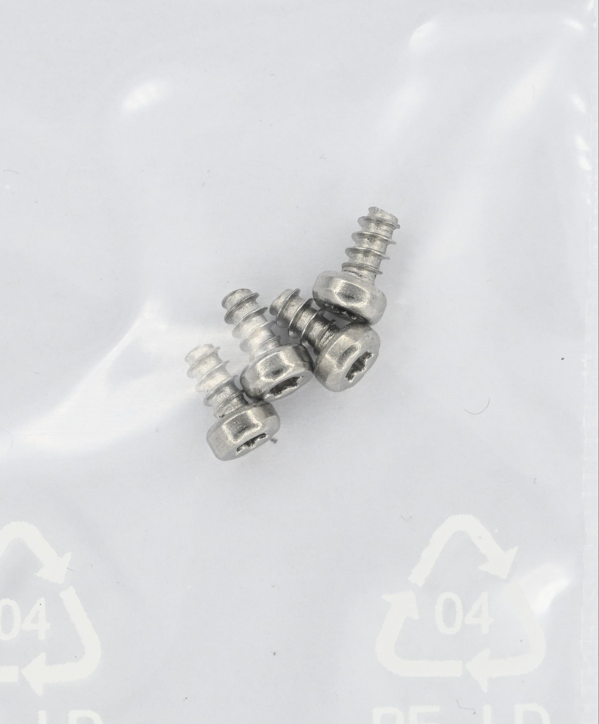Vier Edelstahl-Montageschrauben A2, Ø 2,5 × 4,5 mm, Linsenkopf mit T8-Antrieb, für das Inhero MR-2